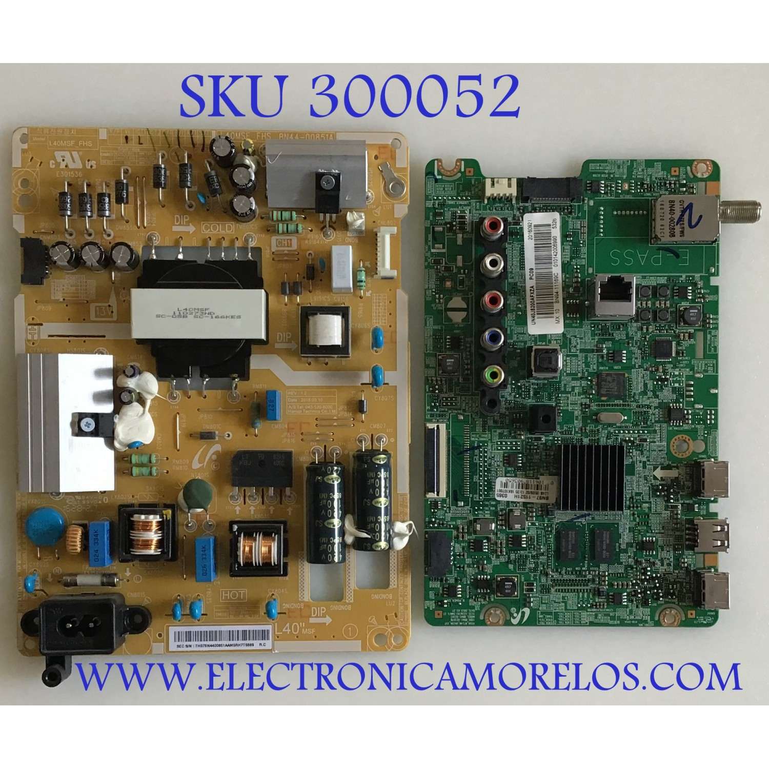 KIT DE TARJETAS SAMSUNG / MAIN BN94-11169C / BN41-02307B / BN97-11521H / FUENTE BN44-00851A / L40MSF_FHS / BN4400851A / PANEL CY-JJ040BGNV5H / MODELO UN40J5200AFXZA DA04